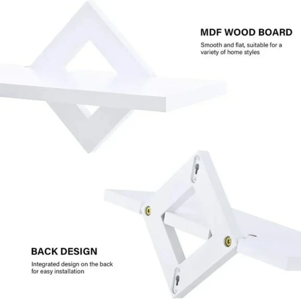 Wall Shelves Set of 3, Wall Mounted Shelves - White